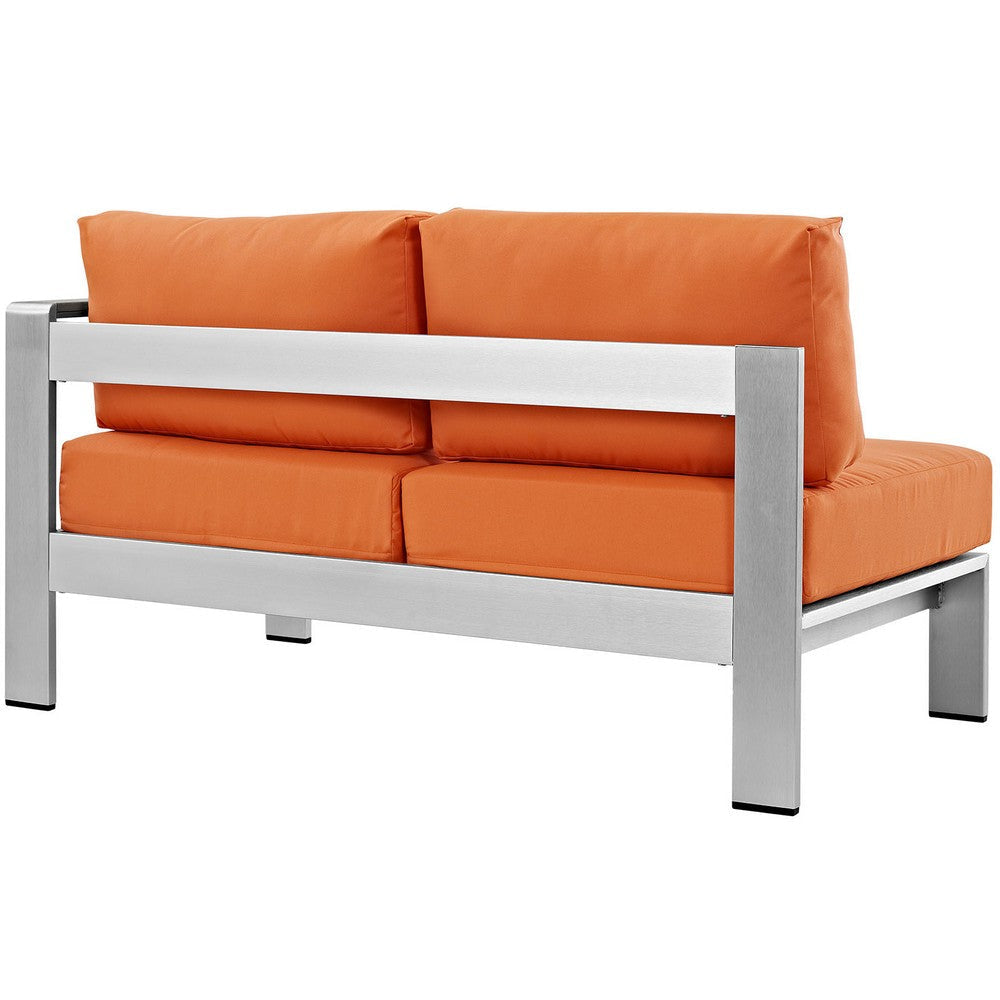 Silver Orange Shore Outdoor Patio Aluminum Right-Arm Loveseat - No Shipping Charges