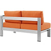 Shore Right-Arm Corner Sectional Outdoor Patio Aluminum Loveseat by Modway| Silver Orange