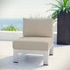 Shore Armless Outdoor Patio Aluminum Chair by Modway| Silver Beige