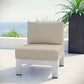 Silver Beige Shore Armless Outdoor Patio Aluminum Chair - No Shipping Charges