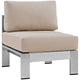 Shore Armless Outdoor Patio Aluminum Chair by Modway| Silver Beige