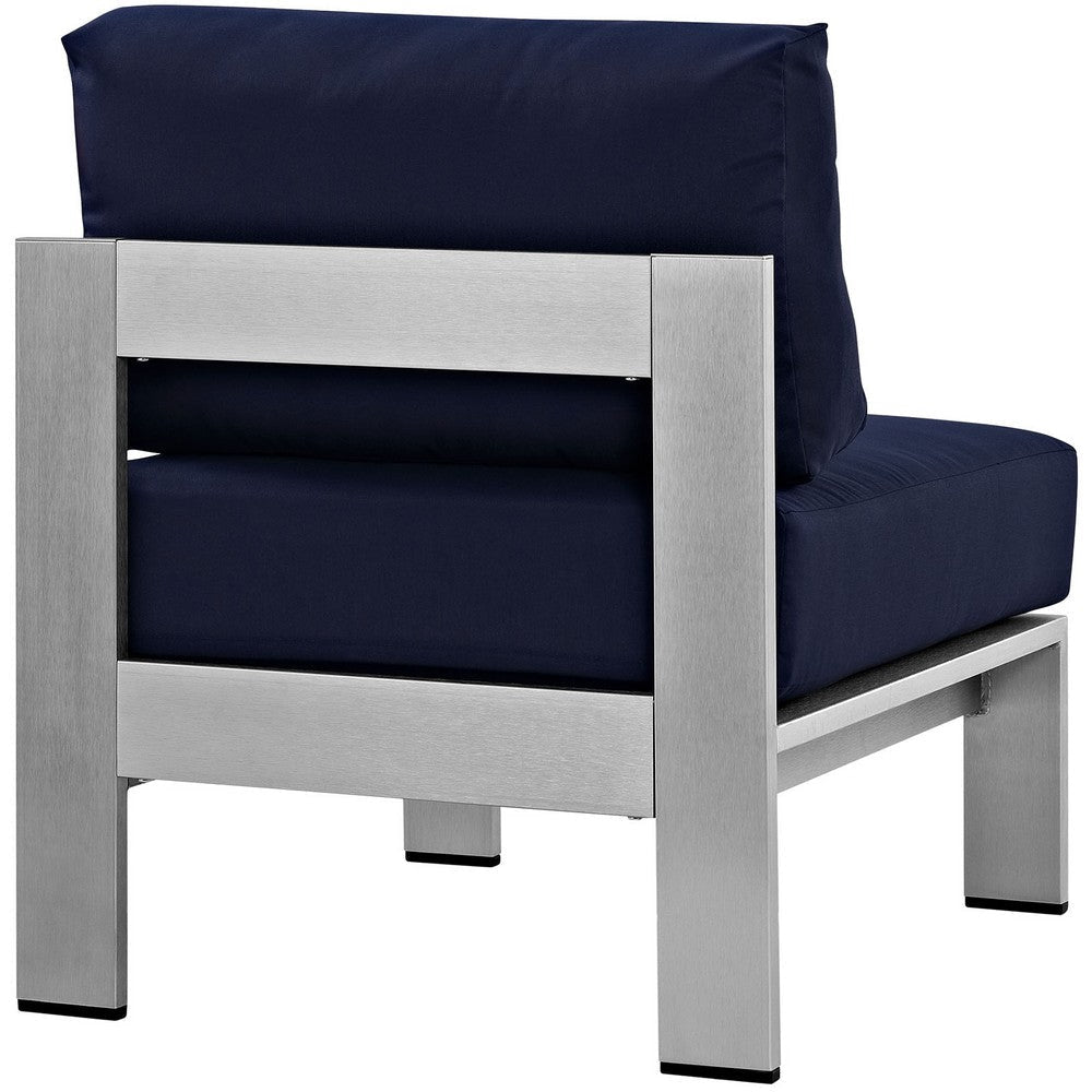 Silver Navy Shore Armless Outdoor Patio Aluminum Chair - No Shipping Charges