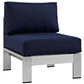Silver Navy Shore Armless Outdoor Patio Aluminum Chair - No Shipping Charges