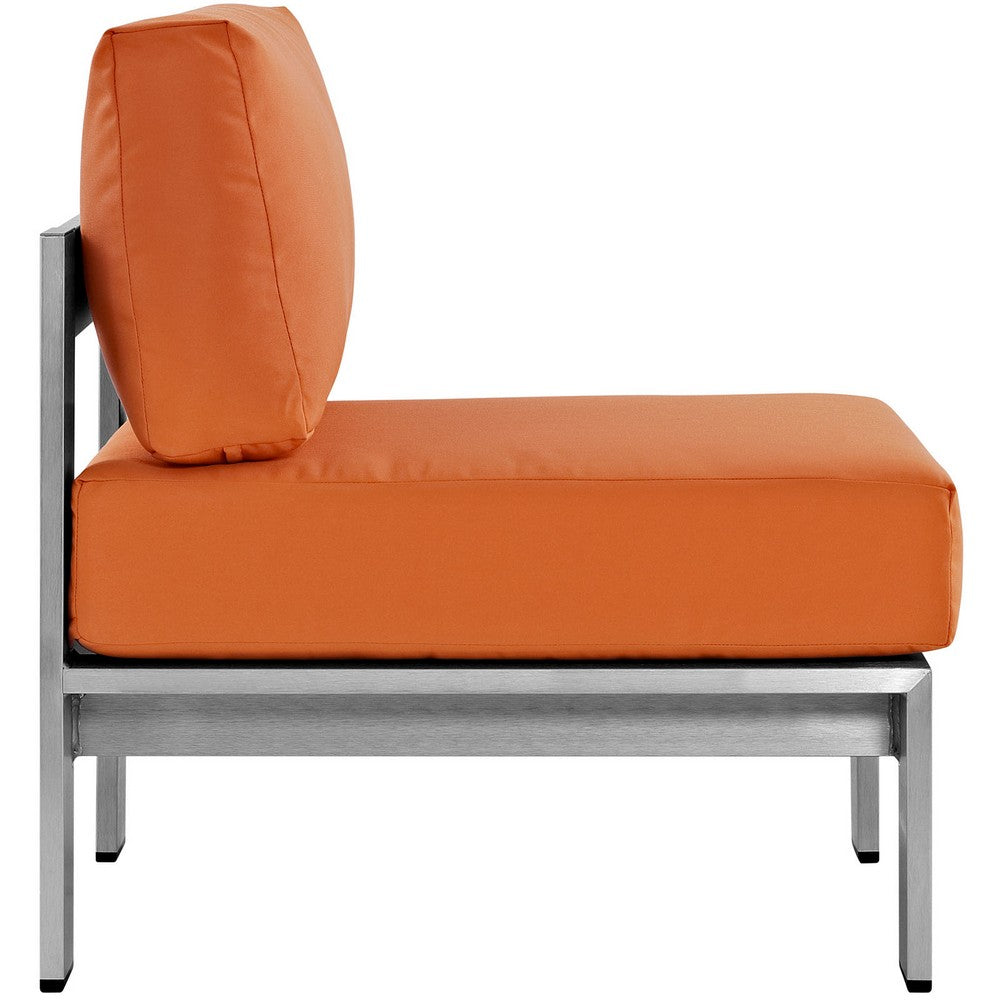 Shore Armless Outdoor Patio Aluminum Chair by Modway| Silver Orange