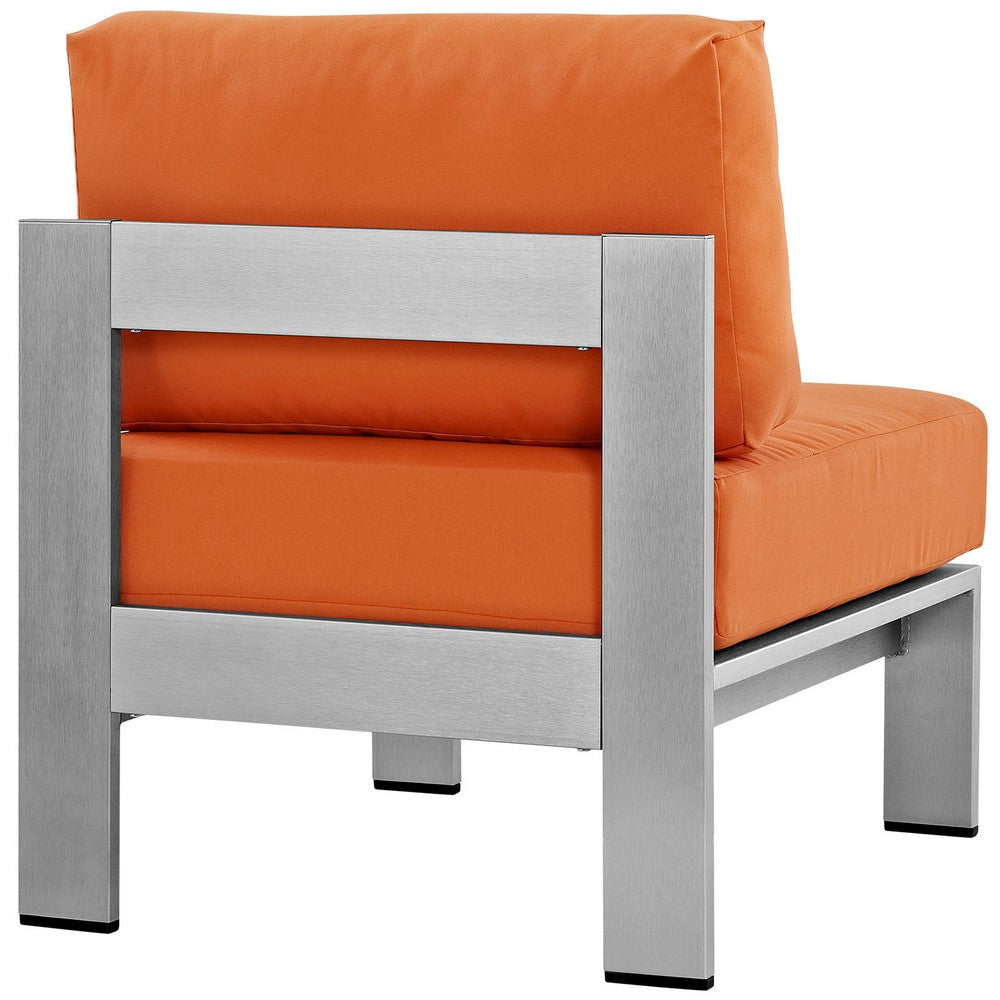 Shore Armless Outdoor Patio Aluminum Chair by Modway| Silver Orange