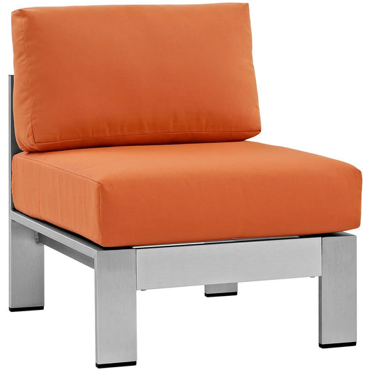 Shore Armless Outdoor Patio Aluminum Chair by Modway| Silver Orange