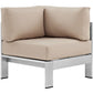 Silver Beige Shore Outdoor Patio Aluminum Corner Sofa - No Shipping Charges