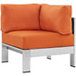 Silver Orange Shore Outdoor Patio Aluminum Corner Sofa  - No Shipping Charges