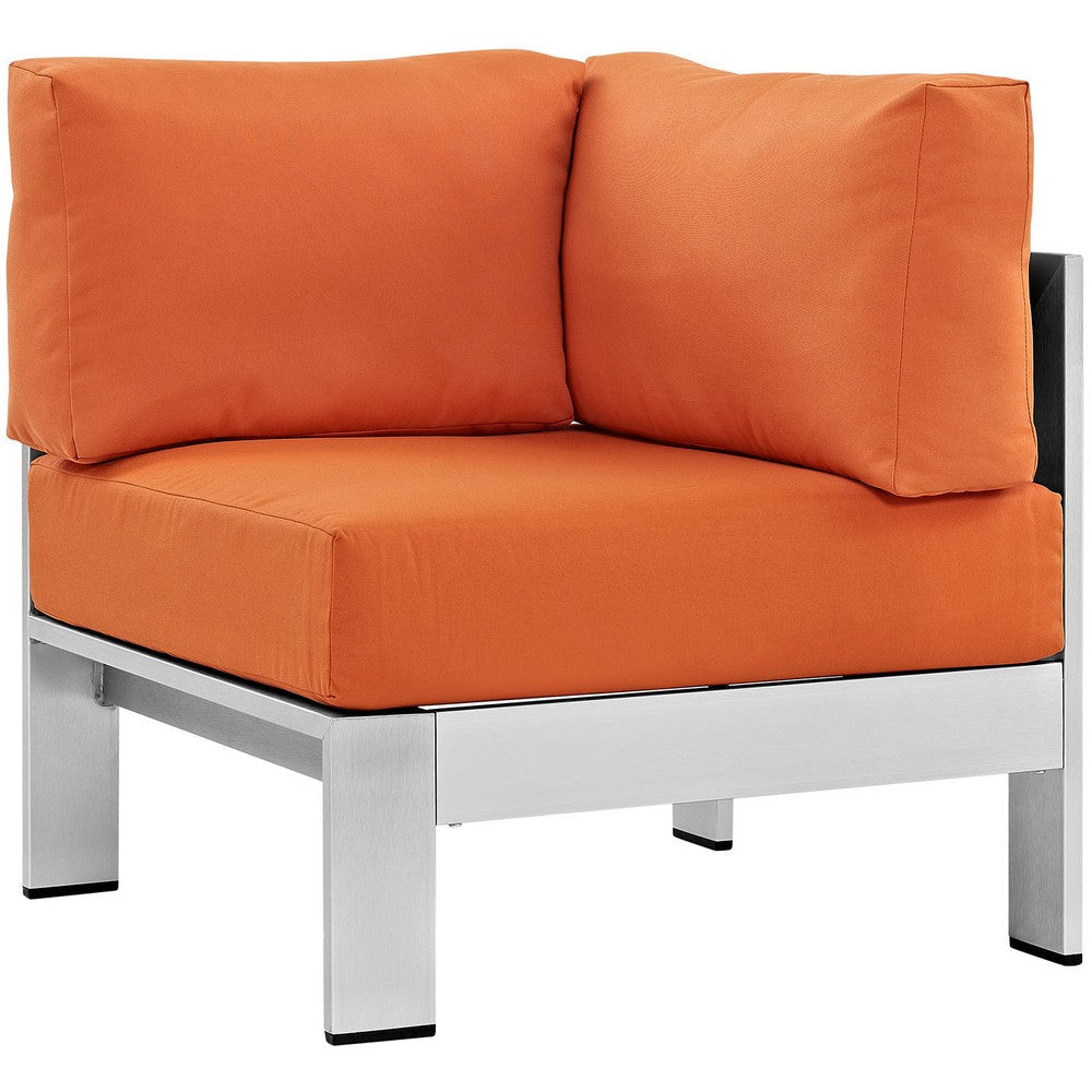 Silver Orange Shore Outdoor Patio Aluminum Corner Sofa  - No Shipping Charges