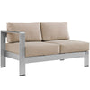Silver Beige Shore Left-Arm Loveseat Outdoor Patio Aluminum Loveseat - No Shipping Charges