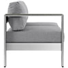 Silver Gray Shore Left-Arm Loveseat Outdoor Patio Aluminum Loveseat - No Shipping Charges