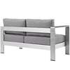 Silver Gray Shore Left-Arm Loveseat Outdoor Patio Aluminum Loveseat - No Shipping Charges