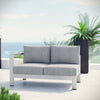 Silver Gray Shore Left-Arm Loveseat Outdoor Patio Aluminum Loveseat - No Shipping Charges