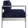 Silver Navy Shore Left-Arm Loveseat Outdoor Patio Aluminum Loveseat - No Shipping Charges