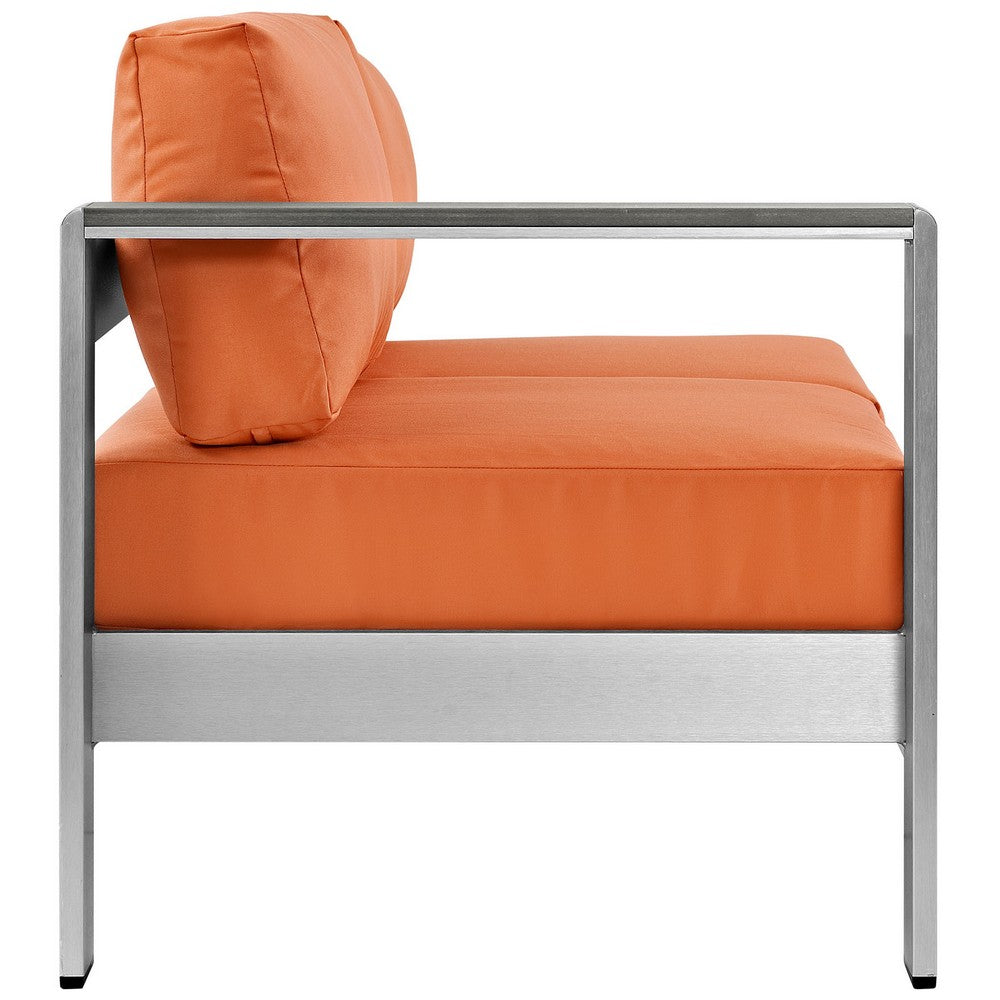 Shore Left-Arm Corner Sectional Outdoor Patio Aluminum Loveseat by Modway| Silver Orange