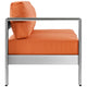 Shore Left-Arm Corner Sectional Outdoor Patio Aluminum Loveseat by Modway| Silver Orange