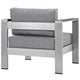 Silver Gray Shore Outdoor Patio Aluminum Armchair - No Shipping Charges MDY-EEI-2266-SLV-GRY