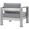 Silver Gray Shore Outdoor Patio Aluminum Armchair - No Shipping Charges