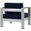 Silver Navy Shore Outdoor Patio Aluminum Armchair - No Shipping Charges