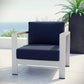 Silver Navy Shore Outdoor Patio Aluminum Armchair - No Shipping Charges