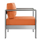 Silver Orange Shore Outdoor Patio Aluminum Armchair  - No Shipping Charges