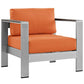 Silver Orange Shore Outdoor Patio Aluminum Armchair  - No Shipping Charges