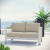Shore Outdoor Patio Aluminum Loveseat by Modway| Silver Beige