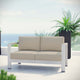 Shore Outdoor Patio Aluminum Loveseat by Modway| Silver Beige