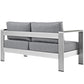 Silver Gray Shore Outdoor Patio Aluminum Loveseat - No Shipping Charges