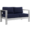 Silver Navy Shore Outdoor Patio Aluminum Loveseat - No Shipping Charges