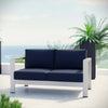 Silver Navy Shore Outdoor Patio Aluminum Loveseat - No Shipping Charges