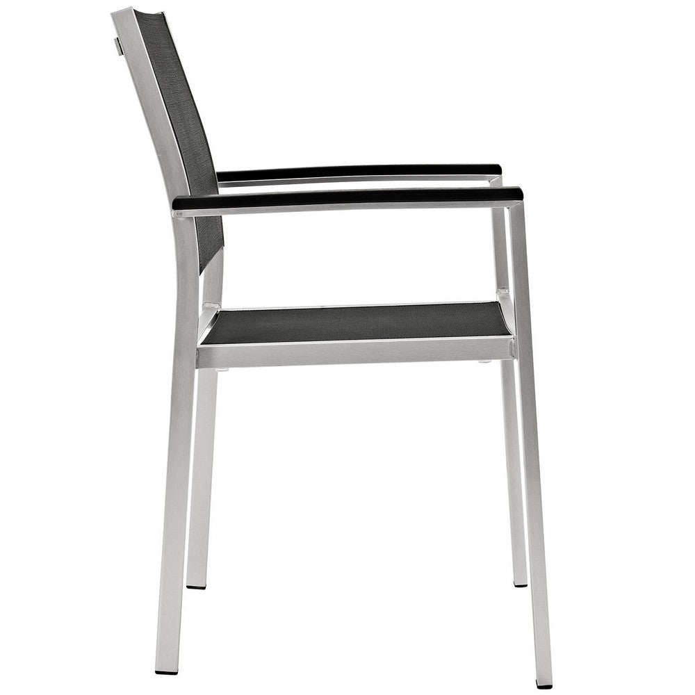 Shore Outdoor Patio Aluminum Dining Chair by Modway| Silver Black