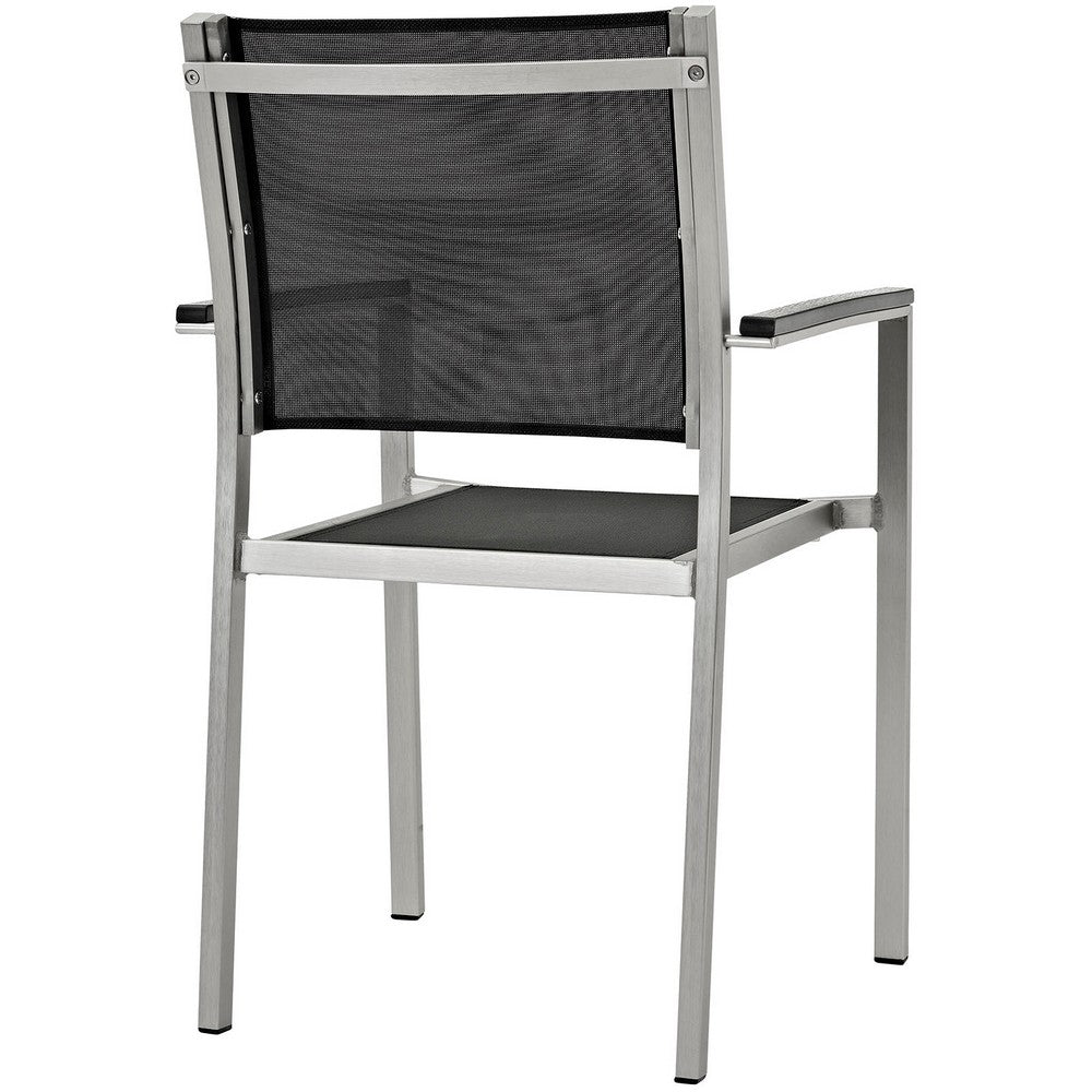 Shore Outdoor Patio Aluminum Dining Chair by Modway| Silver Black