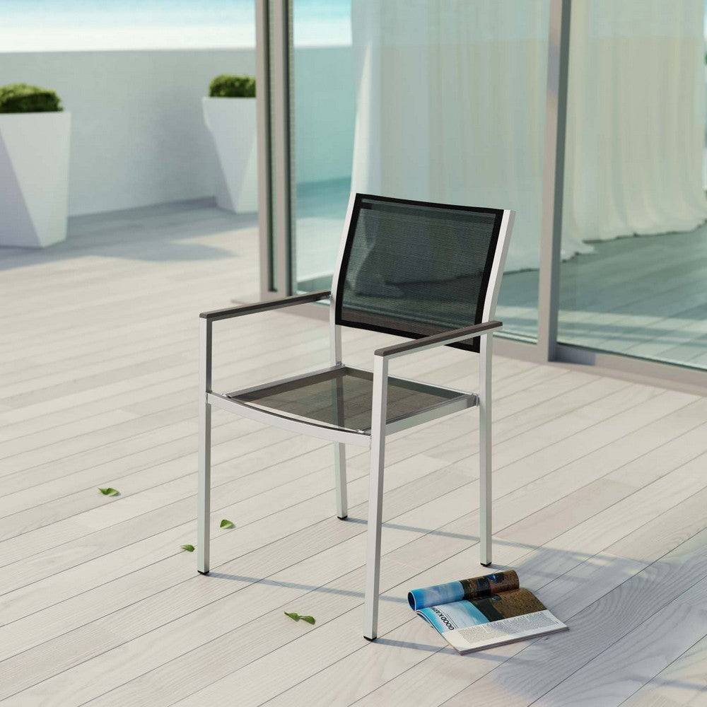 Shore Outdoor Patio Aluminum Dining Chair by Modway| Silver Black