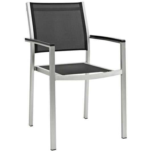 Shore Outdoor Patio Aluminum Dining Chair by Modway| Silver Black