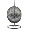 Modway Hide Wicker Rattan Outdoor Patio Porch Lounge Egg Swing Chair Set with Stand in Gray MDY-EEI-2273-GRY-GRY