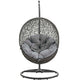Modway Hide Wicker Rattan Outdoor Patio Porch Lounge Egg Swing Chair Set with Stand in Gray MDY-EEI-2273-GRY-GRY
