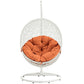 Modway Hide Wicker Rattan Outdoor Patio Porch Lounge Egg Swing Chair Set with Stand in White Orange MDY-EEI-2273-WHI-ORA