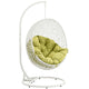 Modway Hide Wicker Rattan Outdoor Patio Porch Lounge Egg Swing Chair Set with Stand in White Peridot