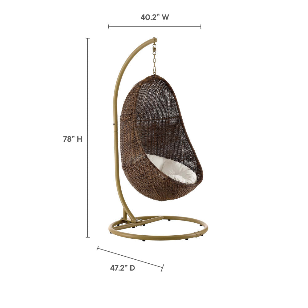 Bean Outdoor Patio Wood Swing Chair With Stand by Modway MDY-EEI-2277-YLW-WHI-SET