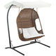 Vantage Outdoor Patio Swing Chair With Stand by Modway| Brown White