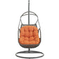 Modway Arbor Wicker Rattan Outdoor Patio Porch Lounge Hanging Swing Chair Set with Stand in Orange MDY-EEI-2279-ORA-SET