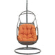 Modway Arbor Wicker Rattan Outdoor Patio Porch Lounge Hanging Swing Chair Set with Stand in Orange MDY-EEI-2279-ORA-SET