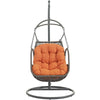 Modway Arbor Wicker Rattan Outdoor Patio Porch Lounge Hanging Swing Chair Set with Stand in Orange MDY-EEI-2279-ORA-SET