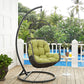 Modway Arbor Wicker Rattan Outdoor Patio Porch Lounge Hanging Swing Chair Set with Stand in Peridot MDY-EEI-2279-PER-SET