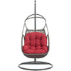 Modway Arbor Wicker Rattan Outdoor Patio Porch Lounge Hanging Swing Chair Set with Stand in Red MDY-EEI-2279-RED-SET