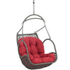 Modway Arbor Wicker Rattan Outdoor Patio Porch Lounge Hanging Swing Chair Set with Stand in Red MDY-EEI-2279-RED-SET