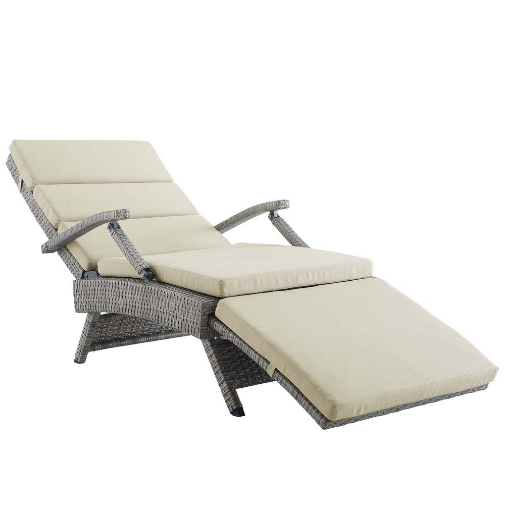 Envisage Chaise Outdoor Patio Wicker Rattan Lounge Chair by Modway| Light Gray Beige
