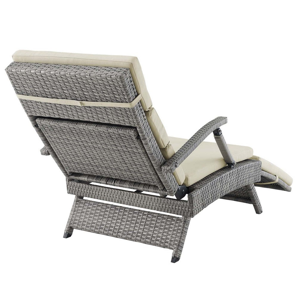 Envisage Chaise Outdoor Patio Wicker Rattan Lounge Chair by Modway| Light Gray Beige