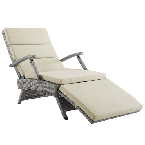 Envisage Chaise Outdoor Patio Wicker Rattan Lounge Chair by Modway| Light Gray Beige